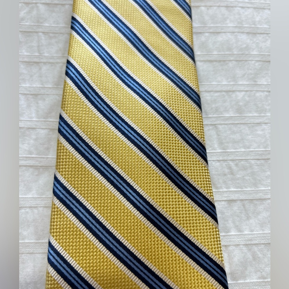 Yellow and Blue Striped Men's Tie